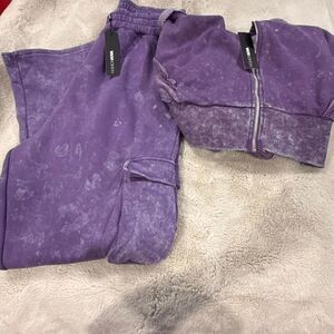 Fashion nova NWT2 piece sweatsuit jogger set purple 1X